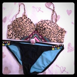 Tan Aztec & Neon Bikini Top!!!